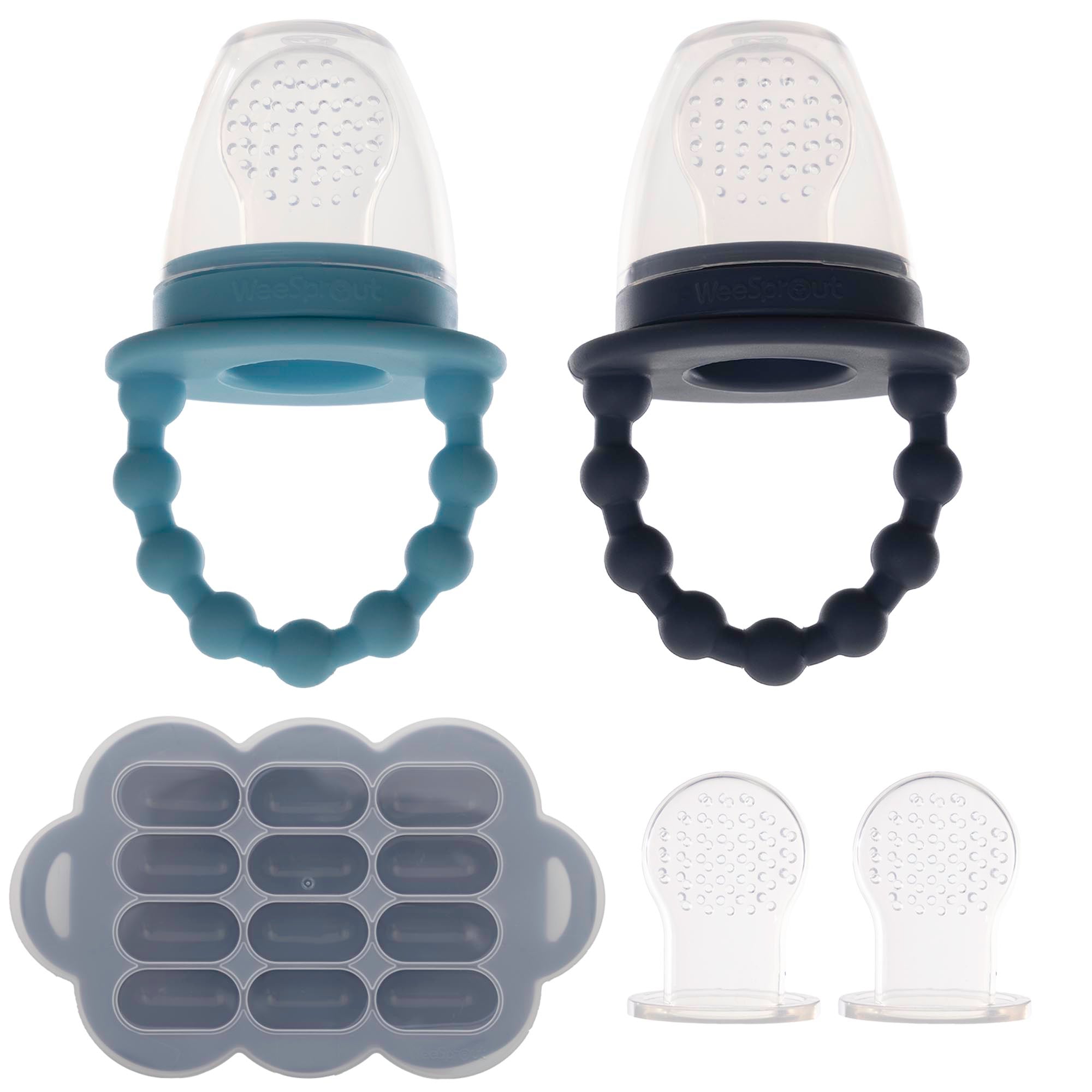 Universe Silicone Baby Food Feeder (2 Pack with 4 Additional Silicone Sacs)  BPA-Free Food Grade