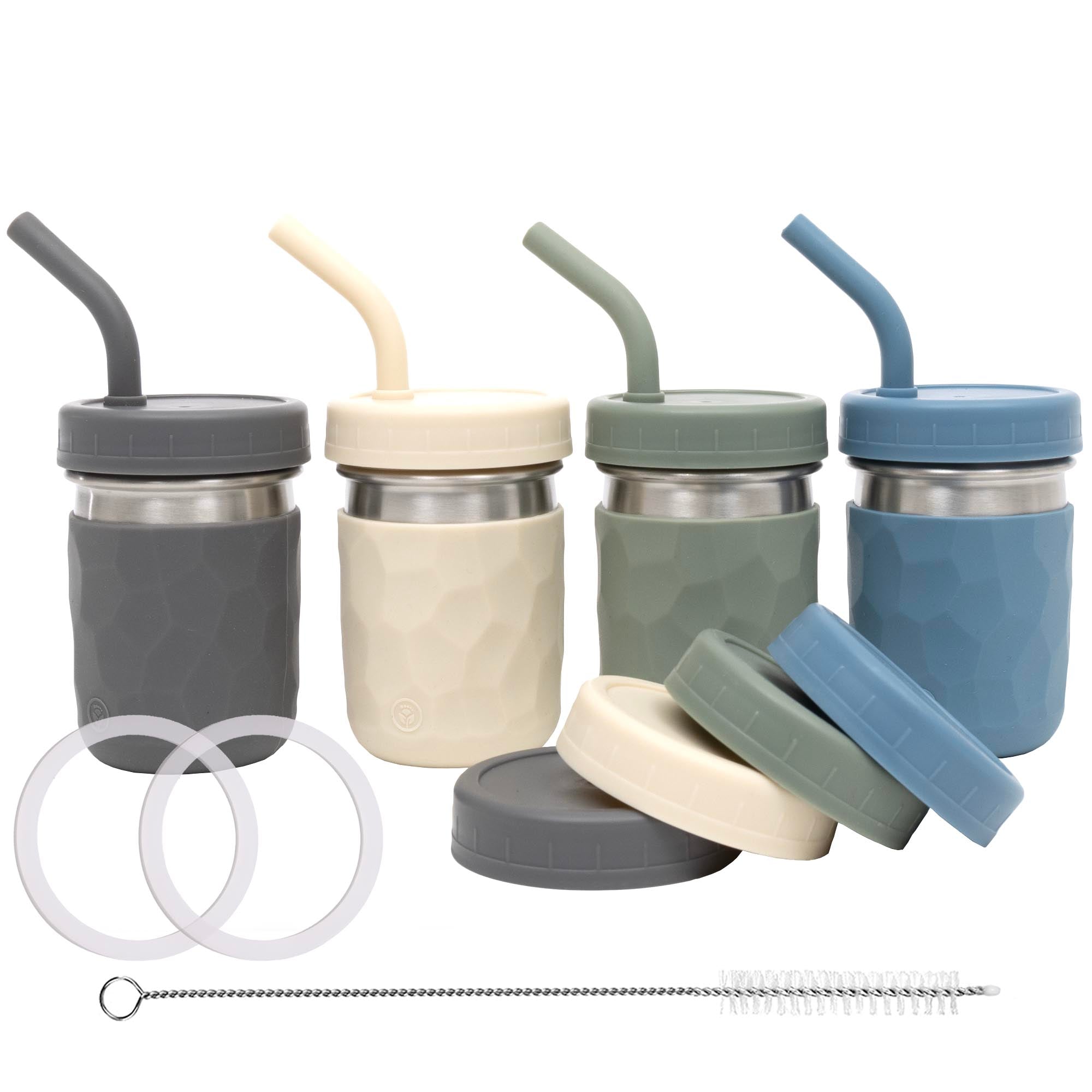 Stainless Steel Cups Lids Straws