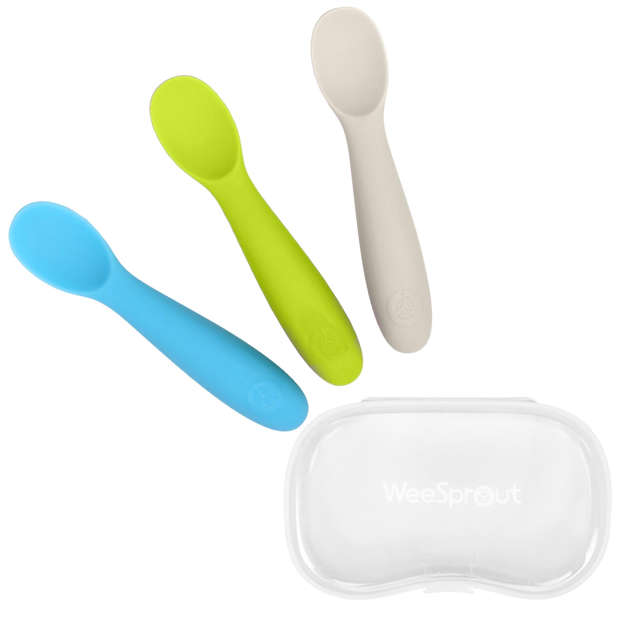 WeeSprout Toddler Utensils, 3 Forks & 3 Spoons, 18/8 Stainless Steel & Food Grade Silicone, purple,pink, Blue