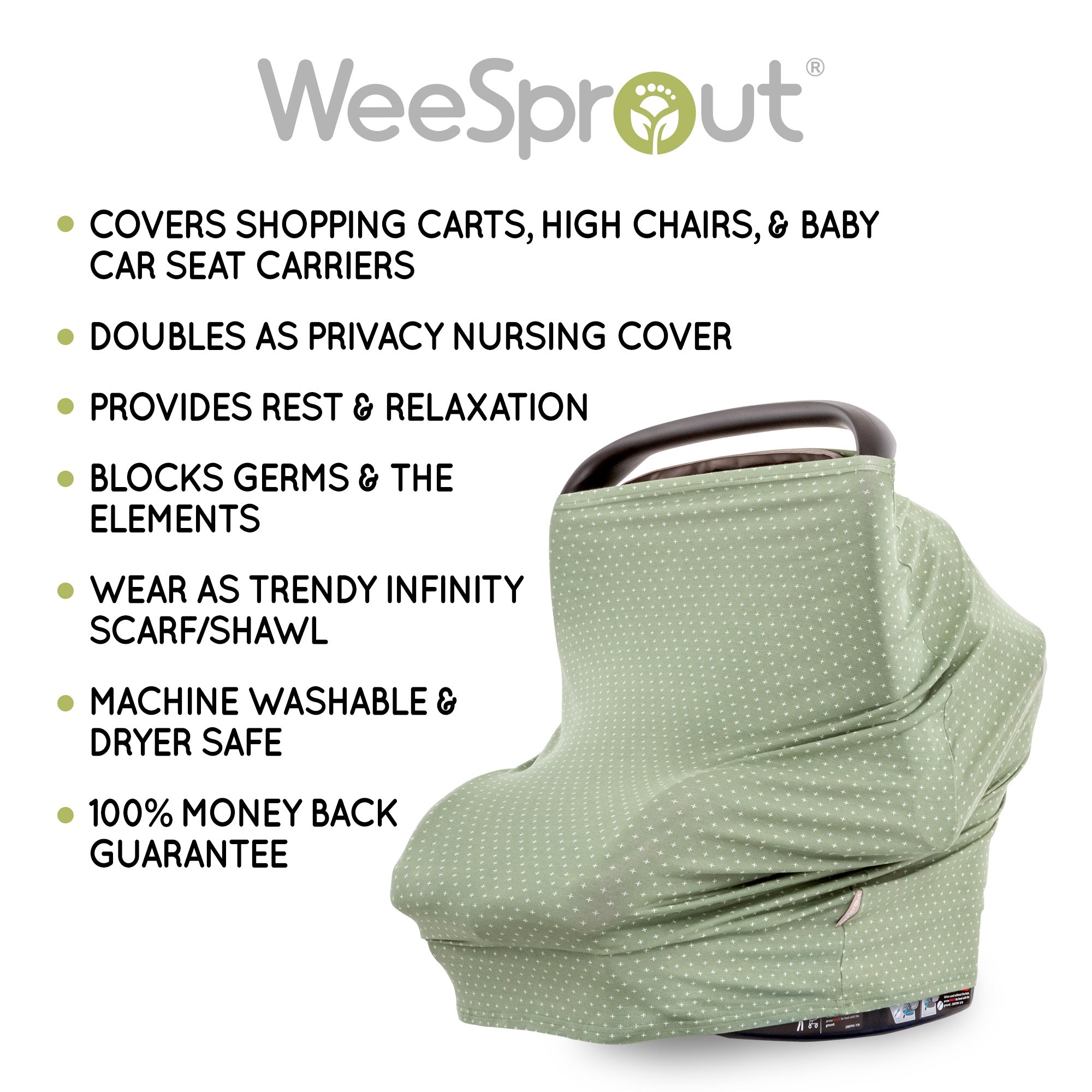 WeeSprout Car Seat Covers for Babies Blocks Sunlight Fits All Baby Car SEATS