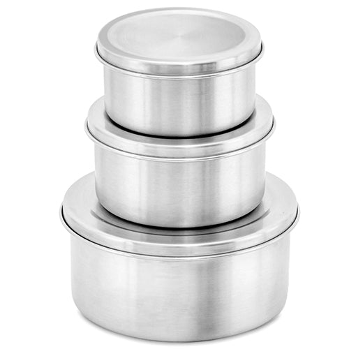WeeSprout 18/8 Stainless Steel Bento Box (Compact Lunch Box) - 3 Compartment Metal Lunch Containers, for Kids & Adults, Bonus