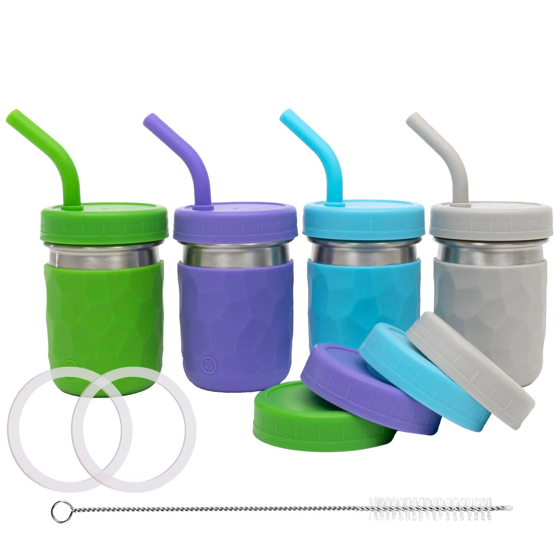 2 in 1 Silicone Snack Cup Kids Silicone Sippy Cup with Straw and 2 Handles Spill Proof Food Container for Toddler Baby