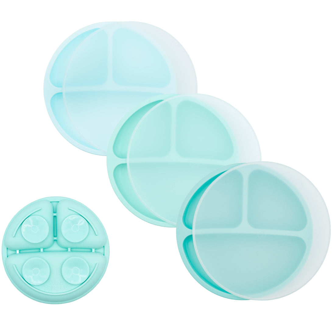 Baby or Kids Divided Suction Plates With Lids