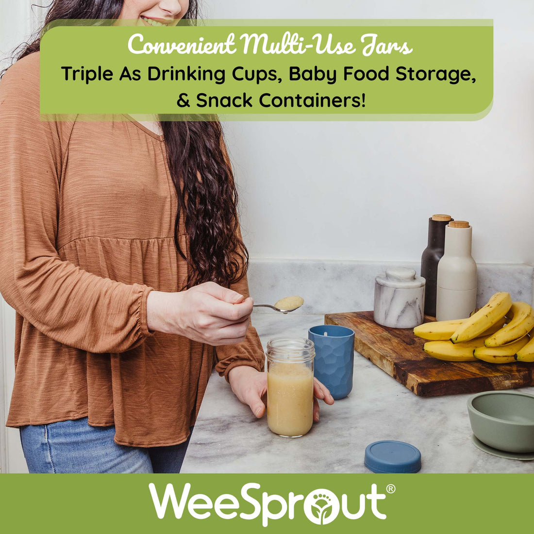 WeeSprout Snack Containers, Food Grade Silicone Cups, Spill-Proof