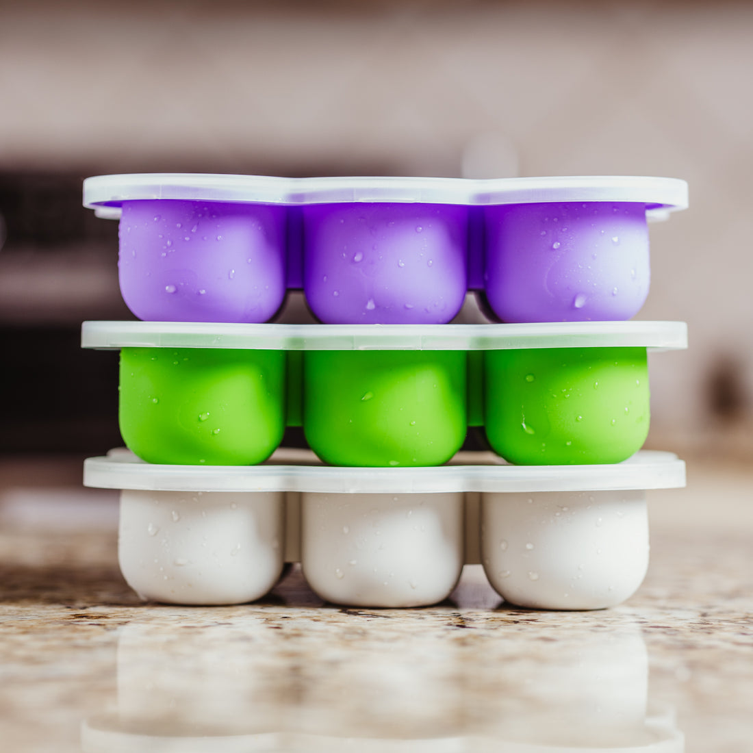 Pureed Baby Food Ice Cube Trays Ready Freezing Stock Photo by ©ellinnur  521361552