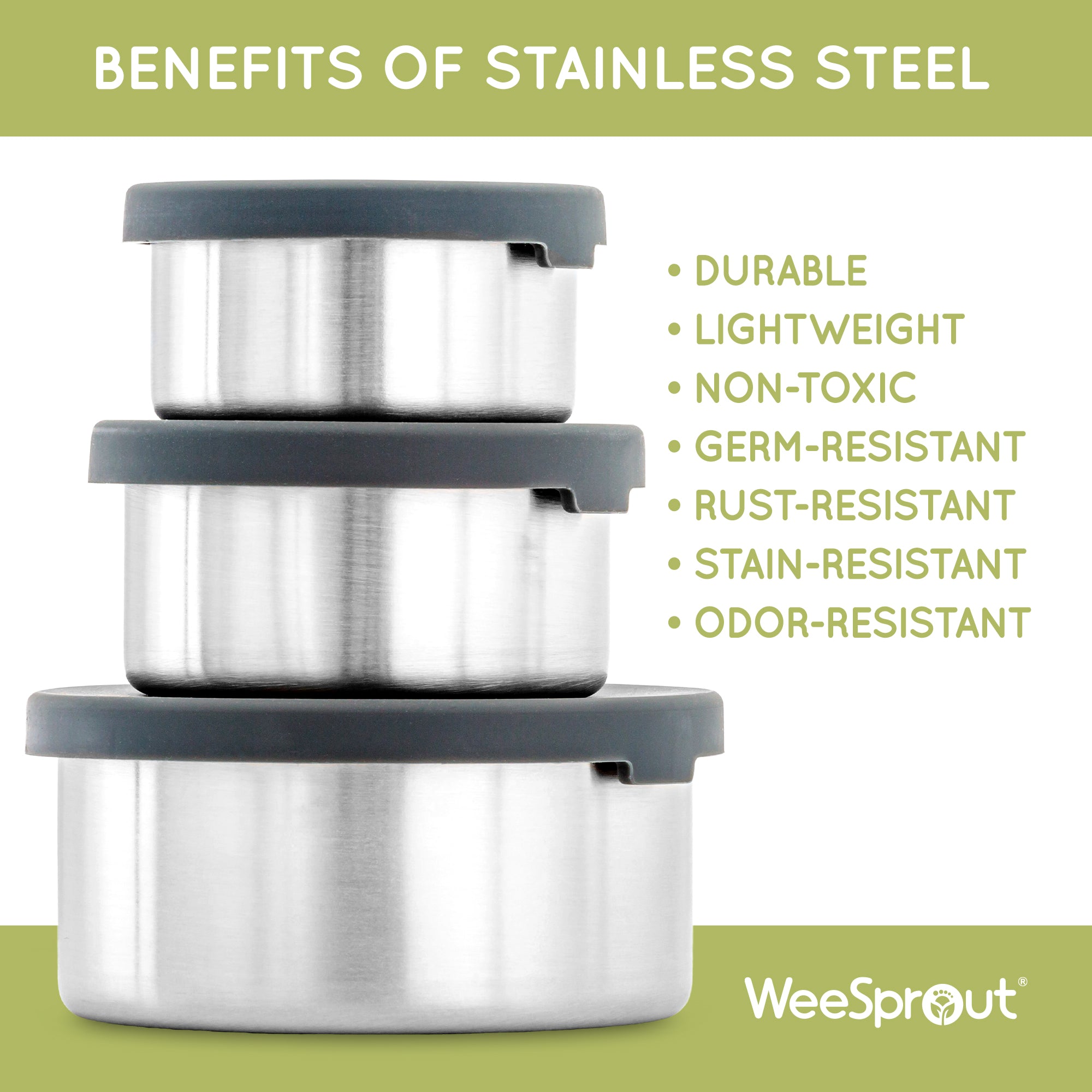 Stainless Steel Food Storage Containers With Lids Weesprout 2051